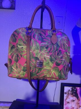 Dooney & Bourke Pink Tropical Leaf Dome Satchel